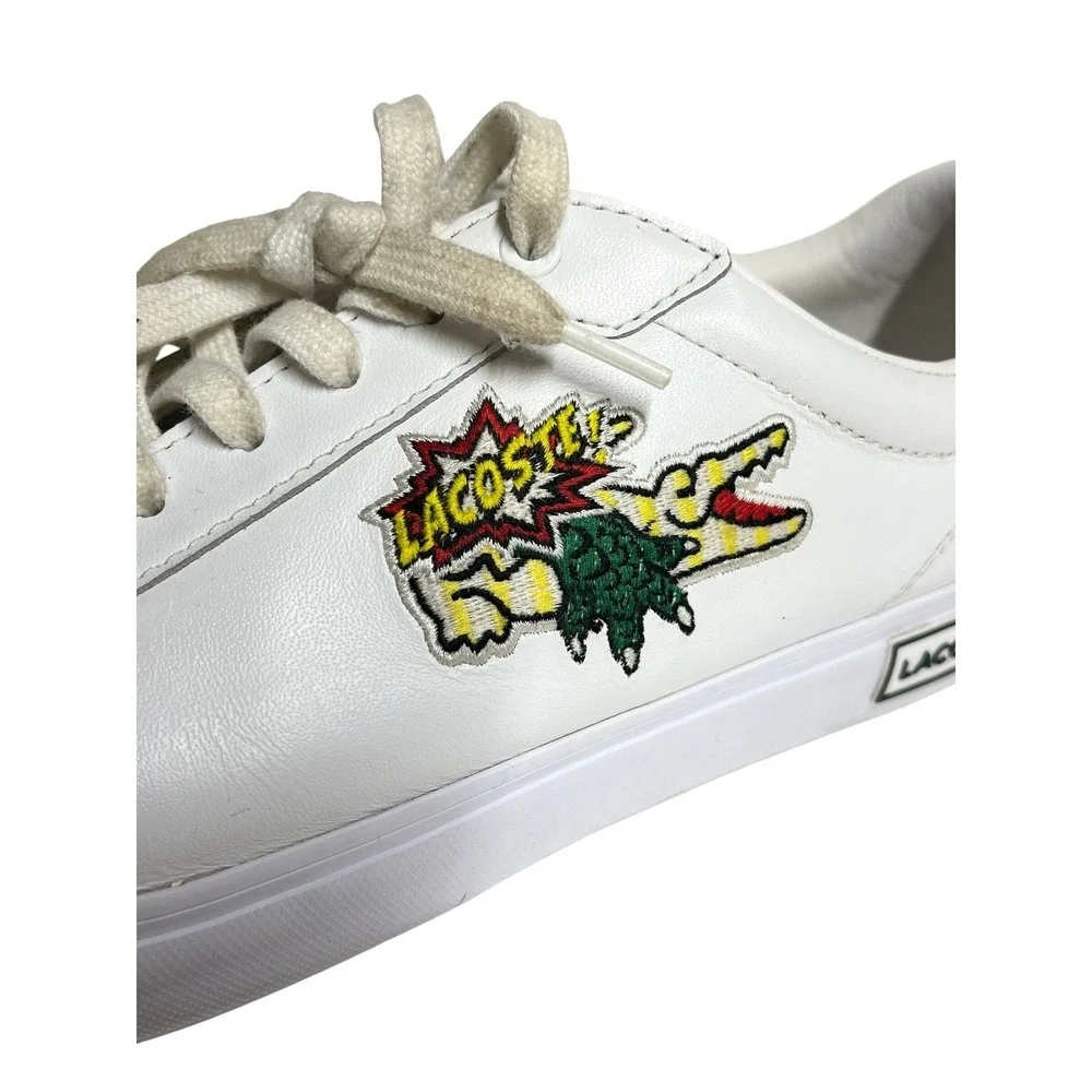 Lacoste Sneakers shoes White Green Crocodile Logo Lace Up Low Top Mens Size 9.5‎